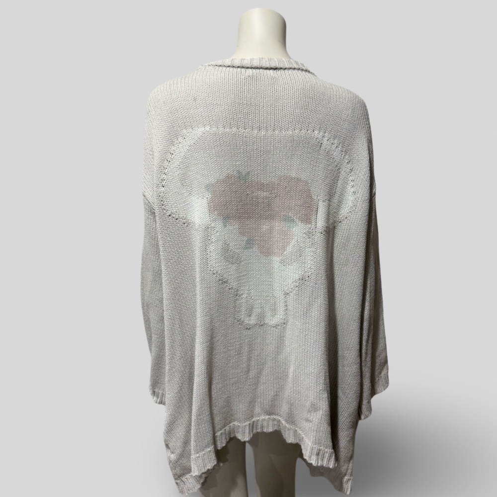 Hoity Toity Knit Cardigan Sweater Bull Design Gray Size M/L
